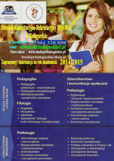 Białogard - studia - studia podyplomowe - WSSMiA